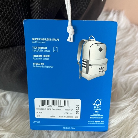 {Adidas Originals} Base Backpack in Black & White - NWT - Picture 12 of 12